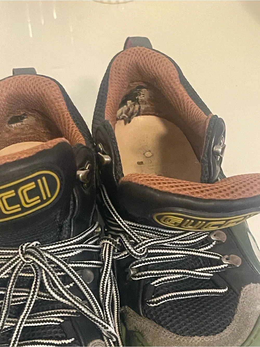 Gucci Black & Green Men's Chunky Lace-Up Sneakers